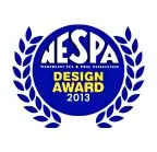 NESPA Design Award 2013 logo featuring a blue circular design with laurel leaves and bold yellow text highlighting the award title.