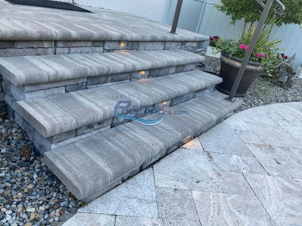 backyard patio stairs installation in Saddle River NJ, best pool companies in nj